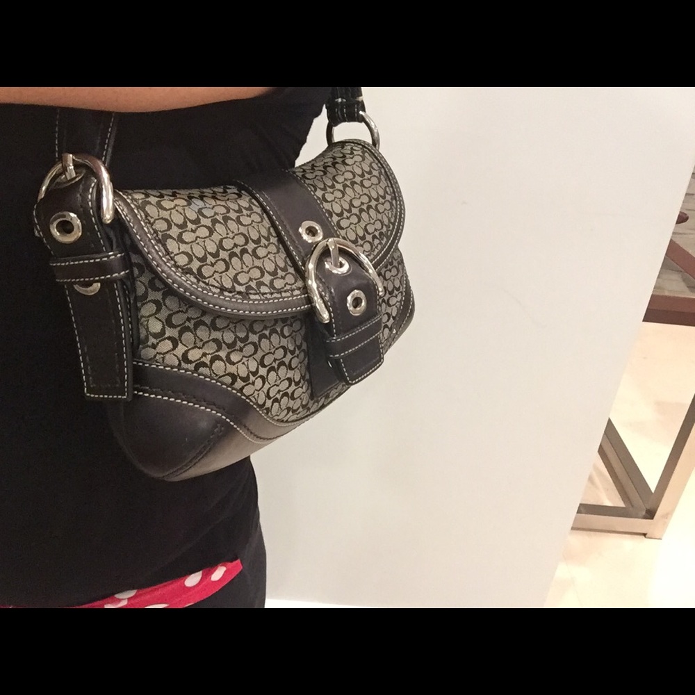 Vintage Logo Leather Coach Handbag